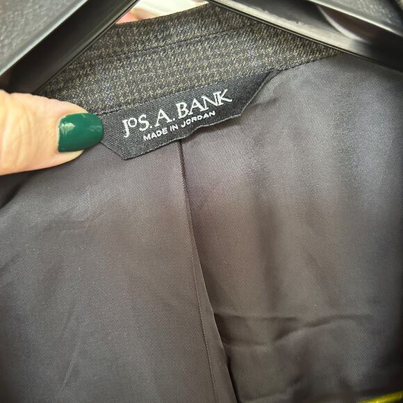 Jos A Bank Signature Collection Men 50R Black Olive Check Windowpane Sport Coat - Picture 2 of 6